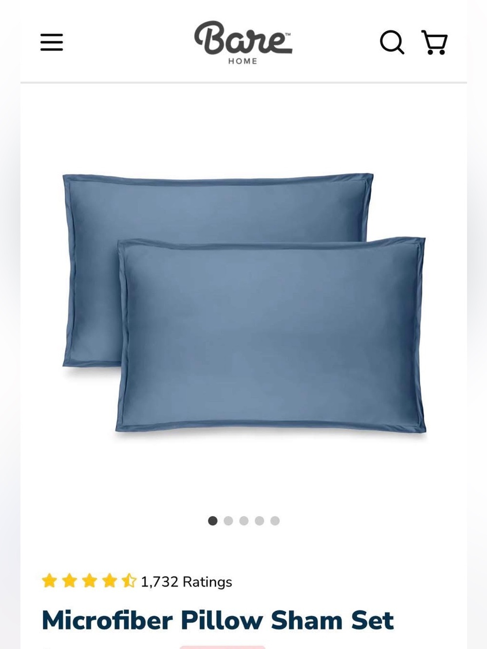 Microfiber Pillow Sham Set -  Coronet Blue